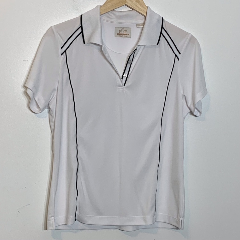 EUC EP Pro Tour Tech‎ White & Black Golf Polo Shirt